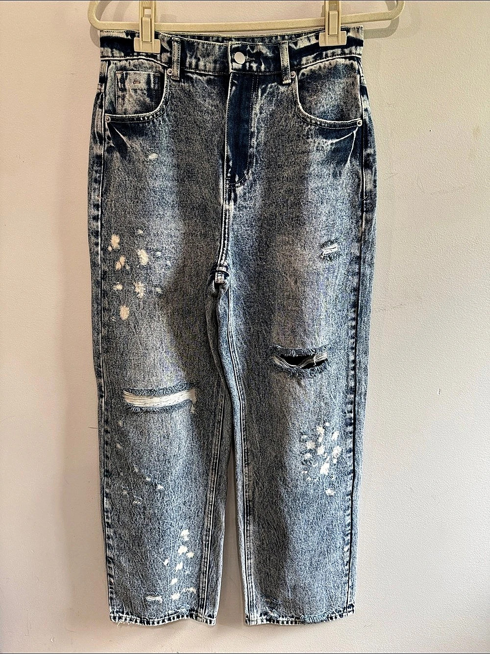 Easel Distressed Boyfriend Jeans in Blue Size Medium